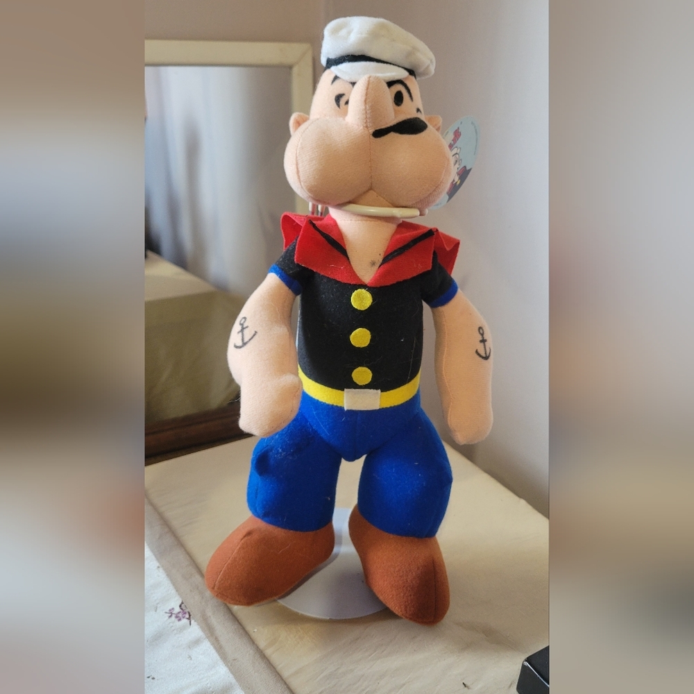 1994 Plush Popeye with stand 14"